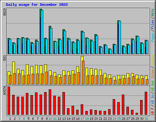 Daily usage for December 2022