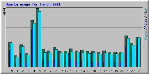 Hourly usage for March 2021